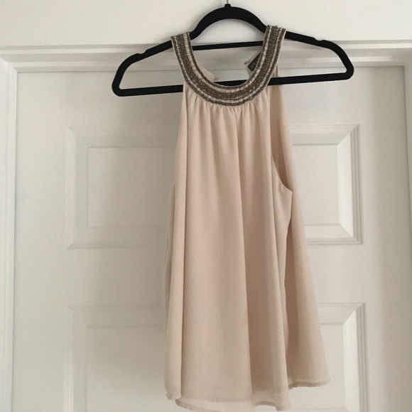 Beaded Neckline Sleeveless Blouse - Picture 1 of 3